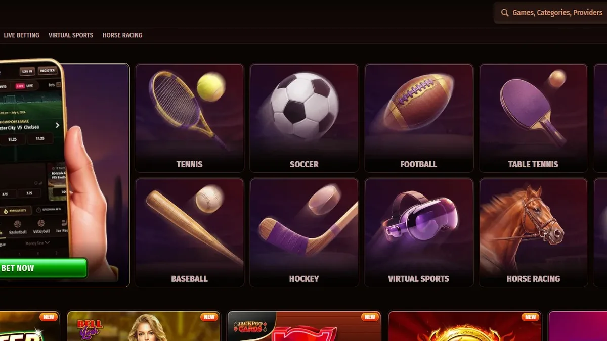 Westace casino homepage overview
